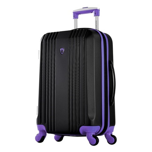 Olympia Apache II 21 Inch Expandable Carry On 4 Wheel Spinner Luggage Suitcase with Aluminum Locking System and Interior Divider Purple Black