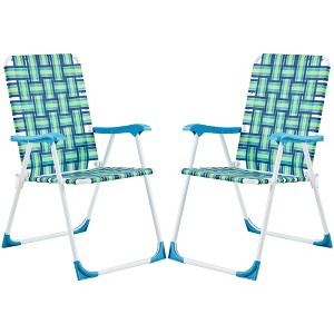 Yaheetech Set of 2 Patio Webbed Folding Chairs for patios, gardens, or spontaneous gatherings - 1 of 4