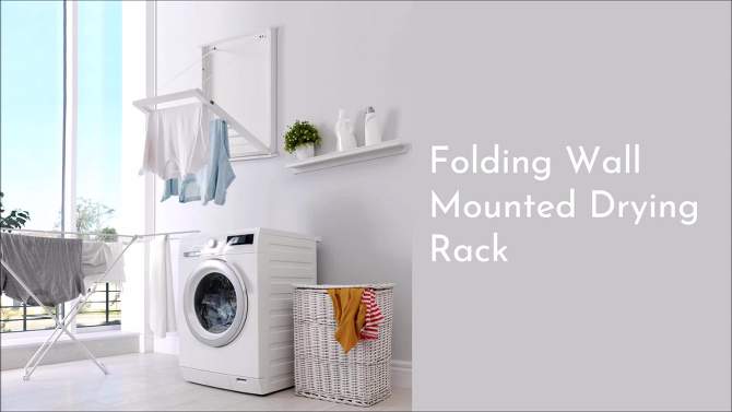 6 Slotted Folding Wall Mounted Laundry Drying Rack White - Danya B., 2 of 7, play video