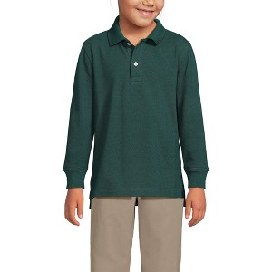 Lands' End School Uniform Kids Long Sleeve Mesh Polo Shirt - 1 of 4