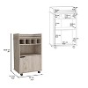 Vynxaria 35" H Bar Cart, Light Pine Finish, Two Shelves, Four Wine Cubbies, One Cabinet - 3 of 4