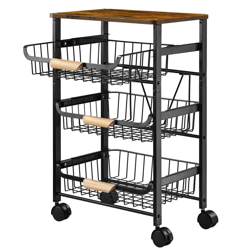 NEX 4 Tier Storage Cart with Mesh Basket Black, 1 of 7