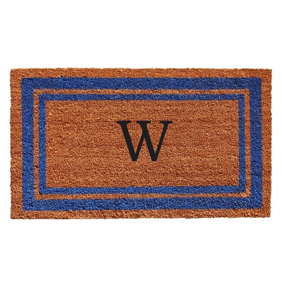 Calloway Mills 152971830W Blue Border 18 In. x 30 In. Monogram Doormat (Letter W)