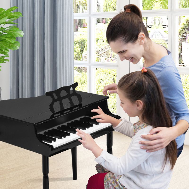 Costway 30-Key Classic Baby Grand Piano Toddler Toy Wood w/ Bench & Music Rack PinkBlack, 3 of 10