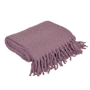 Mohair Fringe Throw Blanket Purple - Décor Therapy, Blue