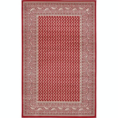 Vibrant Red Synthetic Easy-Care Rectangular Rug, 5' x 8'