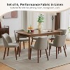 Wooden Dining Chair, Linen Upholstered Kitchen Chair with Sold Wood Legs, Wing Backrest, Thick Cushions - 4 of 4