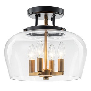 LLHZSY 13 1/5" Clear Gourd Glass Semi-Flush Mount Ceiling Light, Modern 4-Light Fixture for Bedroom, Living Room & Hallway - 1 of 4