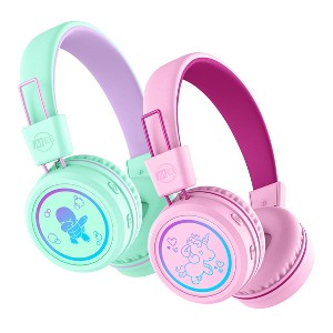 MEE audio KidJamz KJ55BT (2 Pack) Safe Listening Bluetooth Wireless Kid's Headphones with LED Lights - 1 of 4