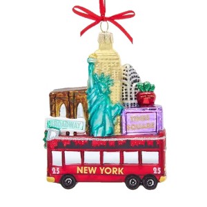 Kurt Adler Glass Ornament for Christmas Tree, New York Bus - 1 of 1