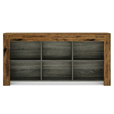 Resenkos Entryway Table, Console Sofa Table,Wood Sofa Table, Rustic Console Table Entryway Table with 6 Storage Cubes Brown