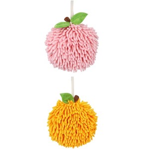 REGALWOVEN 2 Pack Soft Absorbent Chenille Fuzzy Ball Hand Towels for Bathroom Home Decor 6" x 6" - 1 of 4