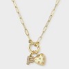 14K Gold Dipped Cubic Zirconia Puffy Heart Charm Initial Necklace - A New Day™ Gold - 2 of 4