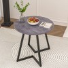 VECELO Round Dining Table Modern Wood Grain Accent Table Coffee Table with Steel Legs Small Space End Table - 4 of 4