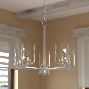 VAXCEL Park Ridge 5-Light 21 in Wide Round Chandelier, Clear Glass Shade, LED Compatible - 1 of 4