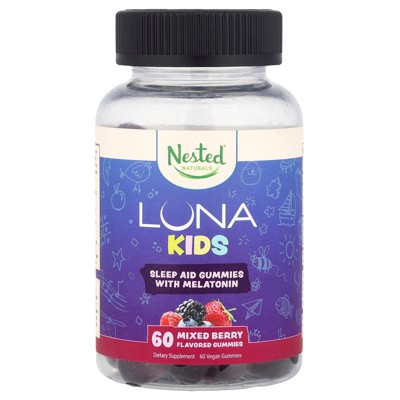 Nested Naturals Luna, Kids, Sleep Aid Gummies With Melatonin, Mixed Berry, 60 Vegan Gummies