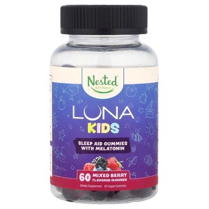 Nested Naturals Luna Kids, Sleep Aid Gummies With Melatonin, Mixed Berry, 60 Vegan Gummies - 1 of 4