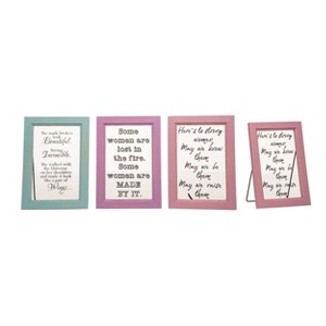 Transpac Wood/Glass Framed Quote Decor Set of 3 Spring Home Decorations - 1 of 1