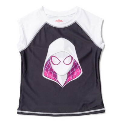 Marvel Spider-Man Spider-Gwen Ghost Spider Little Girls Rash Guard and Bikini Bottom Black / Purple 6 — фото 5