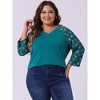 Agnes Orinda Women's Plus Size Top Raglan Floral Print V Neck 3/4 Sleeve Peasant Blouse - 2 of 4