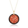 Ross-Simons Red Jade and Black Agate Dragon Circle Pendant With 14kt Yellow Gold Size 1.75 - 3 of 4