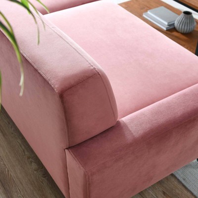 Dusty Rose Velvet Tufted Sofa with Removable Cushions, 91"