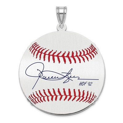 Black Bow Jewelry Sterling Silver Rollie Fingers Signature LG Enamel Baseball Pendant