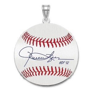 Black Bow Jewelry Sterling Silver Rollie Fingers Signature LG Enamel Baseball Pendant - 1 of 4