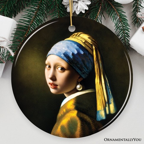 Johannes Vermeer Girl with a Pearl Earring Ceramic Ornament, Famous Painting Souvenir| OrnamentallyYou - image 1 of 4