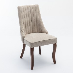 Anybear Rayon Cloth Flocking Linen Dining Chairs Channel Kitchen Dinner Chair Beige - 1 of 3