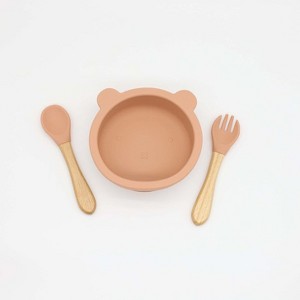 MyKids-USA Baby Bear Shape Food Training Silicone Bowl With Spoon Tableware - 1 of 2