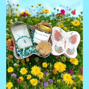 Michelle Marie Boutique's May Birthday Gift Box, Candle, Emerald Jewelry, Lily of the Valley Mug, Butterfly Box, Women's Gift Set - 1 of 4