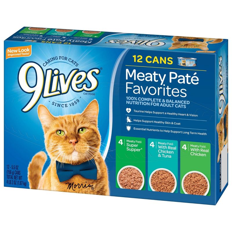 9Lives Pat&#233; Favorites Chicken &#38; Tuna Wet Cat Food - 5.5oz/12ct Variety Pack, 5 of 9
