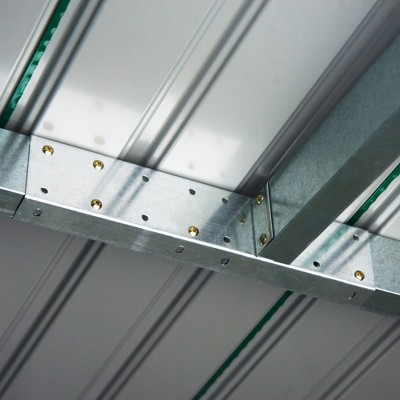 Green and White Metal Garden Storage Shed with Windows