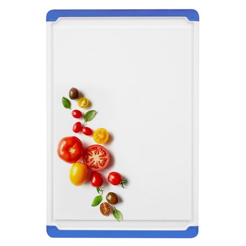 Belwares Large Plastic Cutting Board White, With Blue Borders : Target