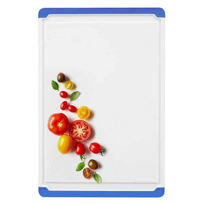 Belwares Large Plastic Cutting Board White, with Blue Borders, 1 of 7