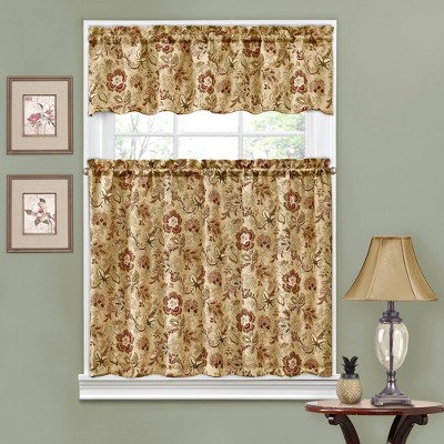 36"x56" Floral Curtain Tiers Set - Traditions by Waverly