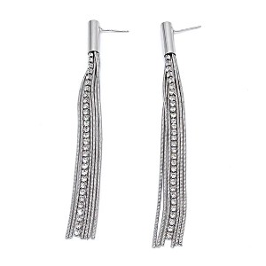 Adornia Rhodium Plated Chain and Stone Drop Earrings - 1 of 4