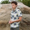 Campus Sutra Men Men's Navy Blue & Powder White Smudged Botanical Shirt - 3 of 4