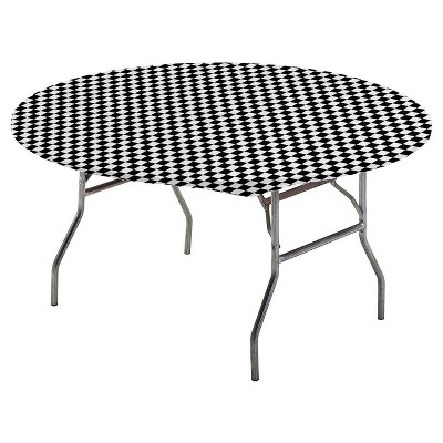 Stay Put Tablecover Black Check, 60"