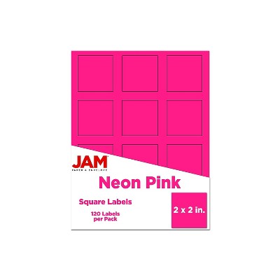 JAM Paper Square Address Labels 2 x 2 Neon Pink 120/Pack 367831075