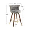 Tufted Velvet Barstools,Swivel Button Tufted Bar Chairs with Nailheads Trim,Swivel Counter Height Barstools with Backs Set of 2-Cuddlewood - 4 of 4
