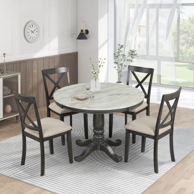 Anybear 5pc Dining Table and Chairs Set for 4 Persons