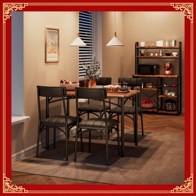 Garvee Dining Table Set for 4, Kitchen Table and Chairs for 4 with Upholstered Chairs, 5 Piece Rectangular Kitchen Table Set,