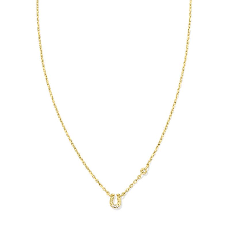 Kendra Scott Tiny Horseshoe Pendant Necklace - Gold/White Cz One Size