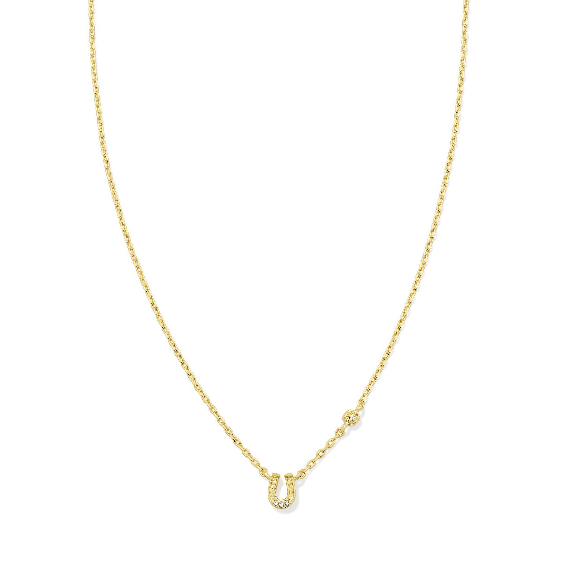 Kendra Scott Tiny Horseshoe Pendant Necklace - Gold/White Cz One Size