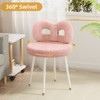 Vanity Chair with Back, Makeup Chair, Swivel Design,No Wheels,Small Upholstered Vanity Chair for Girls with Cute Bow Backrestst for Bedroom - 4 of 4