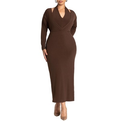 ELOQUII Women's Plus Size Maxi Dress With Halter Layer