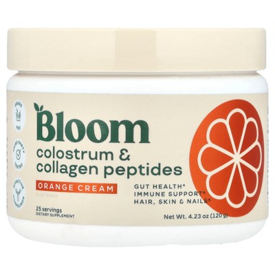 Bloom Colostrum & Collagen Peptides, Orange Cream, 4.23 oz (120 g)