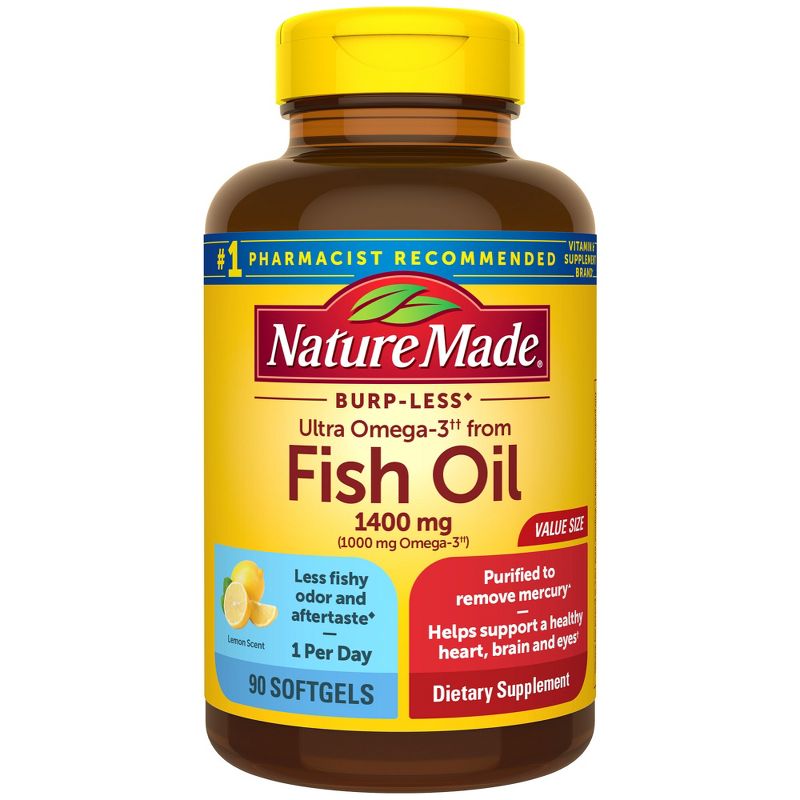 Nature Made Burp-less Ultra Omega 3 from Fish Oil 1400 mg Softgels, 1 of 6